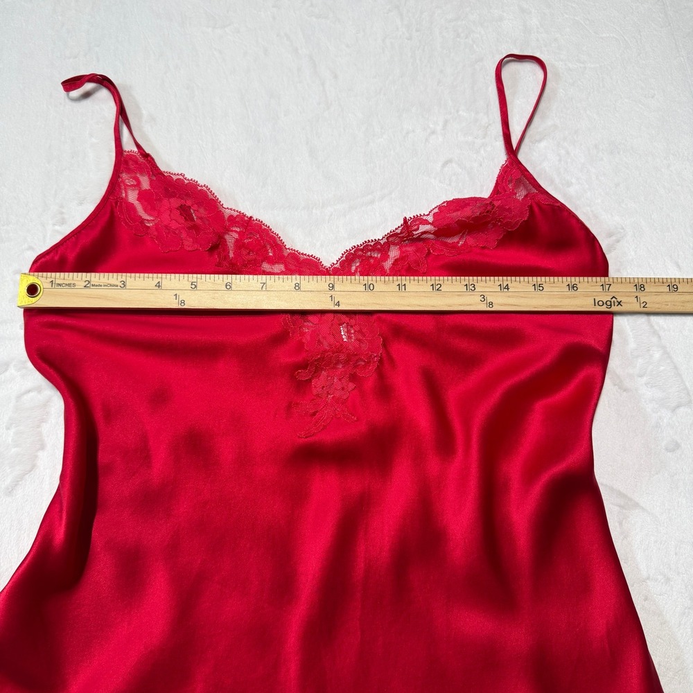 Vintage Victorias Secret Red Silk Slip Dress Lace Coquette Y2K Fairycore M - Picture 7 of 8